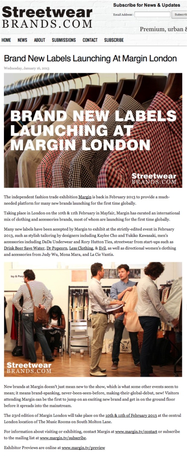 StreetwearBrands.com + Brand New Labels Launching At Margin London
